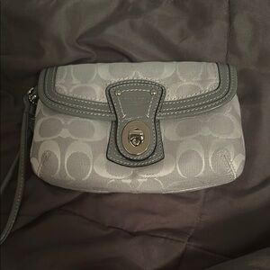 Gray Vintage Coach Wristlet Bag